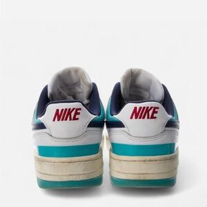 Nike Teal and White Sneakers with Red Logo